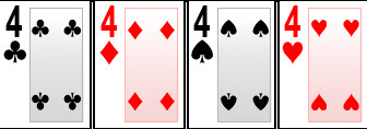 Baraja de cartas de poker cuatros