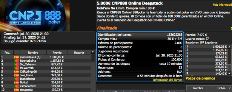 Torneo de poker DeepStack